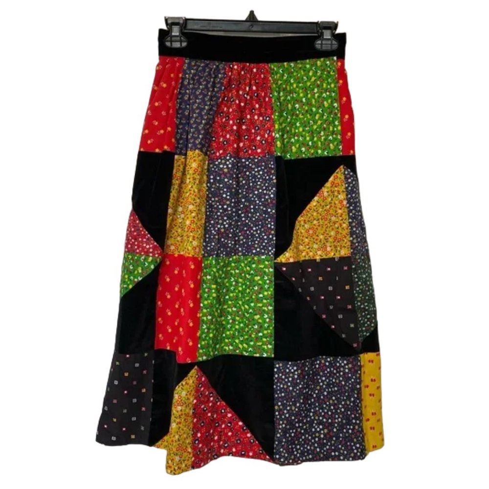 Vintage 70's J.HC. Collection Patchwork Lined Madi Skirt Size 8